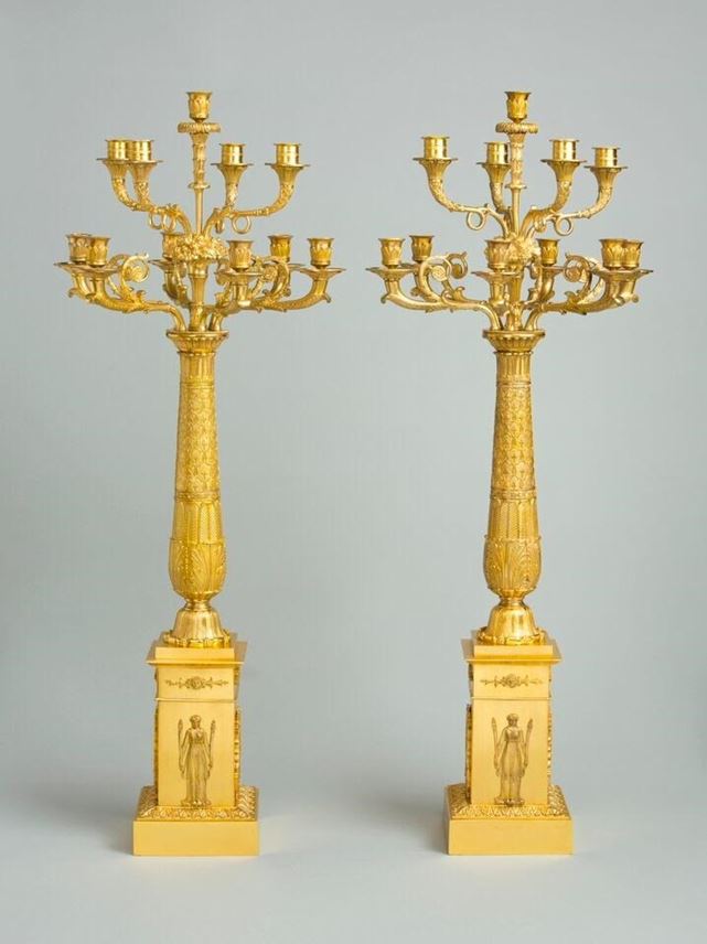 An important pair of empire berlin ormolu candelabra | MasterArt